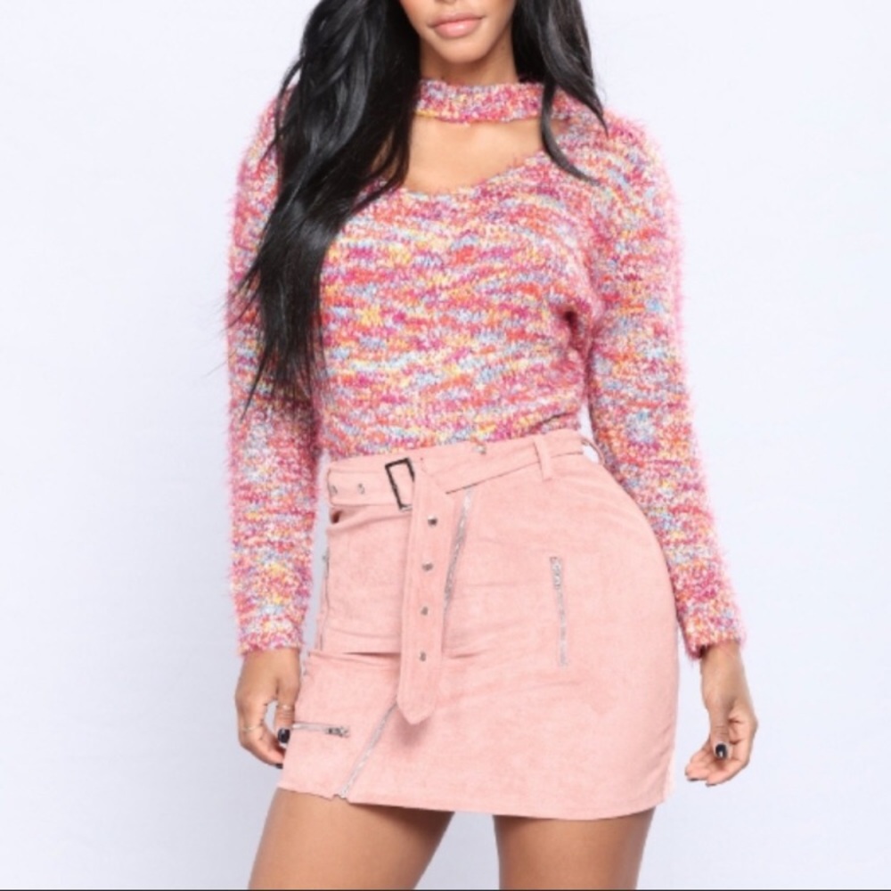 Rainbow sweater.